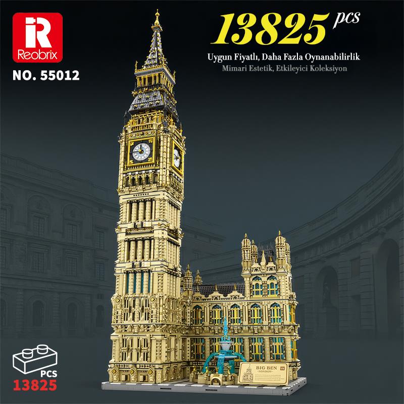 Reobrix 55012 Saat Kulesi Big Ben Yaratıcı Yapı Blok Seti Building Blocks (The Clock Tower)-13825Parça