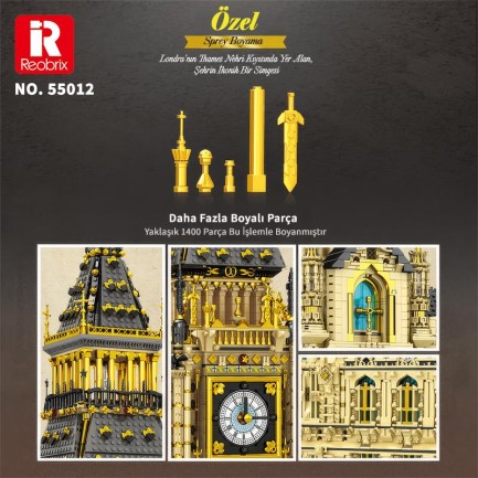 Reobrix 55012 Saat Kulesi Big Ben Yaratıcı Yapı Blok Seti Building Blocks (The Clock Tower)-13825Parça - Thumbnail