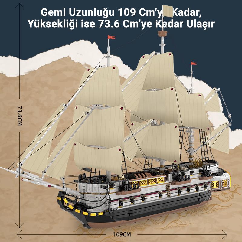 Reobrix Technic 66048 İngiliz Kraliyet Donanması Gemisi Yaratıcı Yapı Blok Seti (Endea Vor Sailing Ship) - 3555 Parça