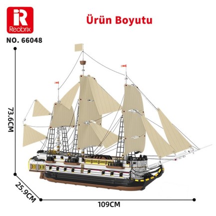 Reobrix Technic 66048 İngiliz Kraliyet Donanması Gemisi Yaratıcı Yapı Blok Seti (Endea Vor Sailing Ship) - 3555 Parça - Thumbnail