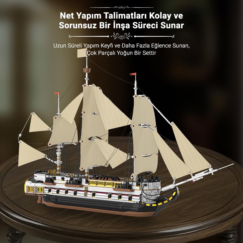 Reobrix Technic 66048 İngiliz Kraliyet Donanması Gemisi Yaratıcı Yapı Blok Seti (Endea Vor Sailing Ship) - 3555 Parça