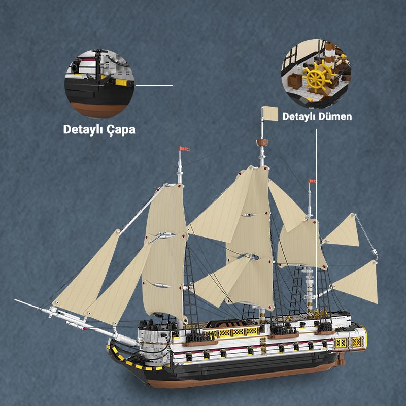 Reobrix Technic 66048 İngiliz Kraliyet Donanması Gemisi Yaratıcı Yapı Blok Seti (Endea Vor Sailing Ship) - 3555 Parça