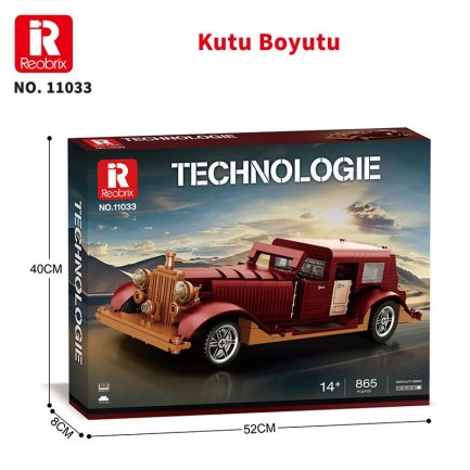 Reobrix Technic 11033 Rolls Royce Phantom Araba Yaratıcı Yapı Blok Seti Building Blocks - 865 Parça - Thumbnail