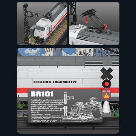 Reobrix Technic 66802 Lokomotif Tren BR101 (Electric Locomotive) Yaratıcı Yapı Blok Seti Building Blocks - 1928 Parça - Thumbnail