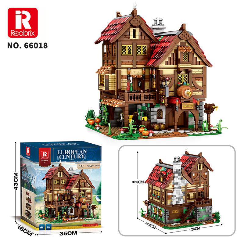 Reobrix 66018 Orta Çağ Bistrosu Yaratıcı Yapı Blok Seti Building Blocks (Medieval Bistro)-2831 Parça