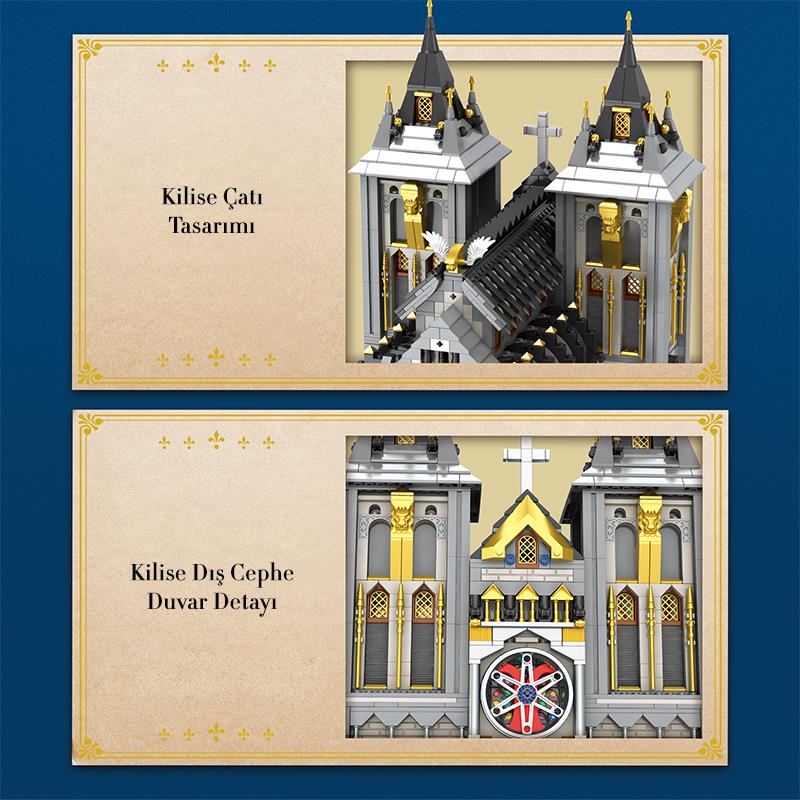 Reobrix 66027 Ortaçağ Kilisesi Yaratıcı Yapı Blok Seti Building Blocks (European Century Medieval Churches)- 3468 Parça