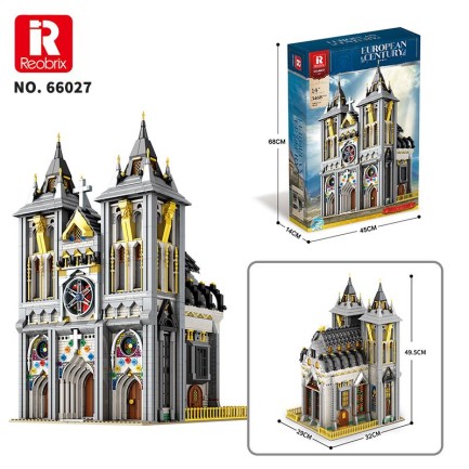 Reobrix 66027 Ortaçağ Kilisesi Yaratıcı Yapı Blok Seti Building Blocks (European Century Medieval Churches)- 3468 Parça - Thumbnail