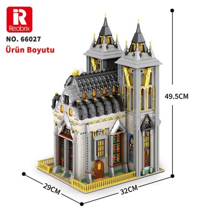 Reobrix 66027 Ortaçağ Kilisesi Yaratıcı Yapı Blok Seti Building Blocks (European Century Medieval Churches)- 3468 Parça - Thumbnail