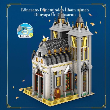 Reobrix 66027 Ortaçağ Kilisesi Yaratıcı Yapı Blok Seti Building Blocks (European Century Medieval Churches)- 3468 Parça - Thumbnail