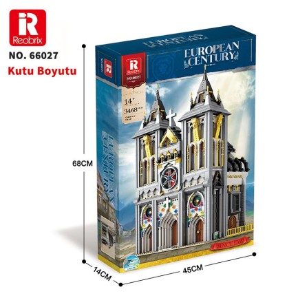 Reobrix 66027 Ortaçağ Kilisesi Yaratıcı Yapı Blok Seti Building Blocks (European Century Medieval Churches)- 3468 Parça - Thumbnail