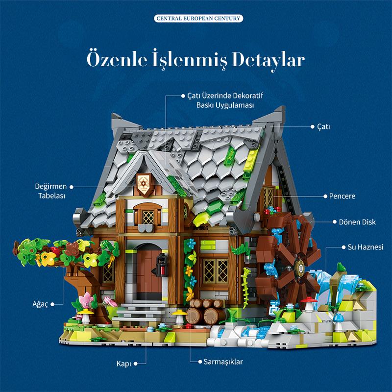 Reobrix 66045 Değirmen Evi Yaratıcı Yapı Blok Seti Building Blocks (Europen Century Mill House)- 1873 Parça