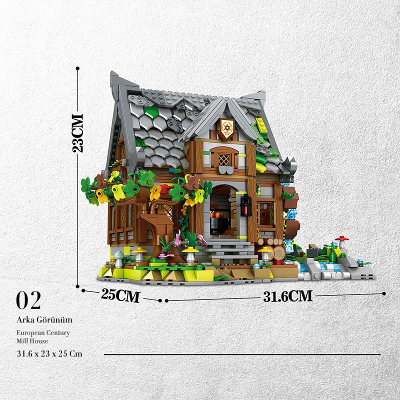 Reobrix 66045 Değirmen Evi Yaratıcı Yapı Blok Seti Building Blocks (Europen Century Mill House)- 1873 Parça