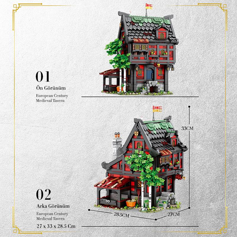 Reobrix 66017 Haçlı Hanı Yaratıcı Yapı Blok Seti Building Block (Medieval Tavern The Crusader's Inn)- 2953 Parça