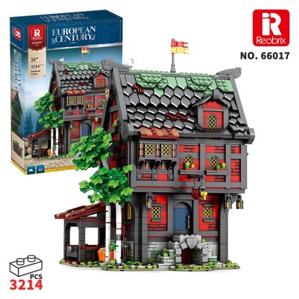 Reobrix - Reobrix 66017 Haçlı Hanı Yaratıcı Yapı Blok Seti Building Block (Medieval Tavern The Crusader's Inn)- 2953 Parça