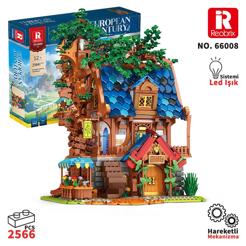 Reobrix 66008 Ağaç Evi Yaratıcı Yapı Blok Seti Building Blocks (Tree House)- 2566 Parça