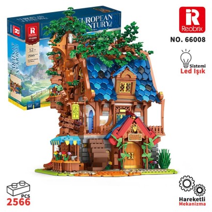 Reobrix - Reobrix 66008 Ağaç Evi Yaratıcı Yapı Blok Seti Building Blocks (Tree House)- 2566 Parça