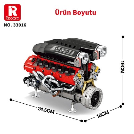 Reobrix Ferrari Daytona SP3 Motor Engine 33016 Brick Yapım Seti - Thumbnail