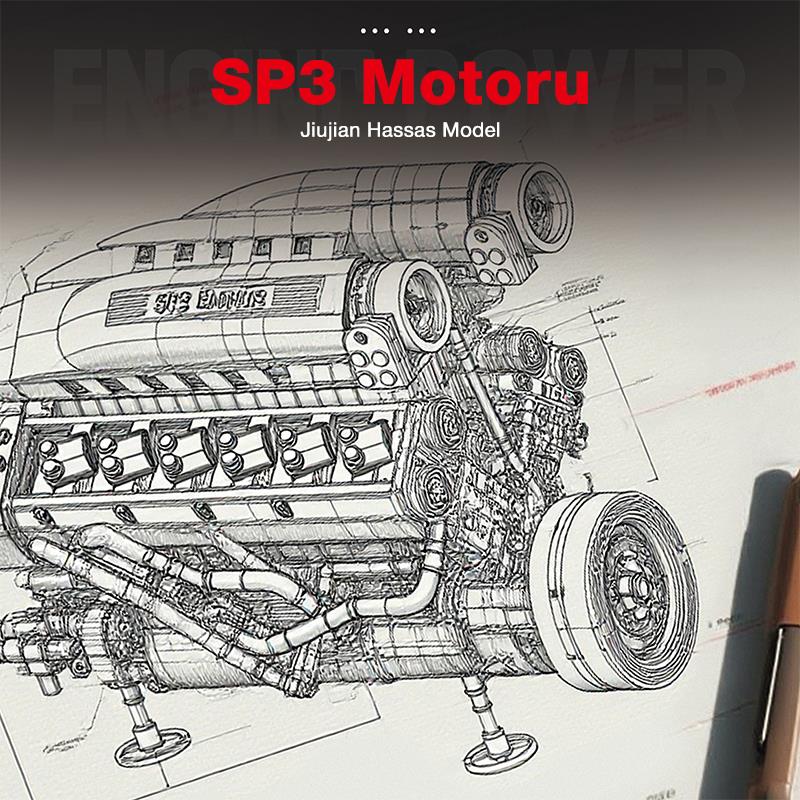 Reobrix Ferrari Daytona SP3 Motor Engine 33016 Brick Yapım Seti