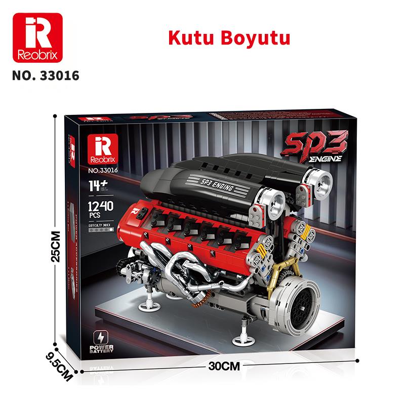 Reobrix Ferrari Daytona SP3 Motor Engine 33016 Brick Yapım Seti
