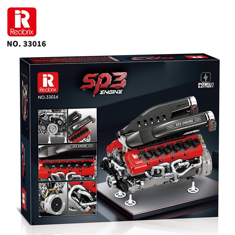 Reobrix Ferrari Daytona SP3 Motor Engine 33016 Brick Yapım Seti