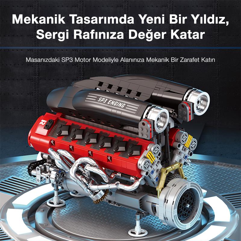 Reobrix Technic 33016 Ferrari Daytone SP3 Motor Bataryalı&Motorlu Yaratıcı Yapı Blok Seti Building Blocks - 1240 Parça