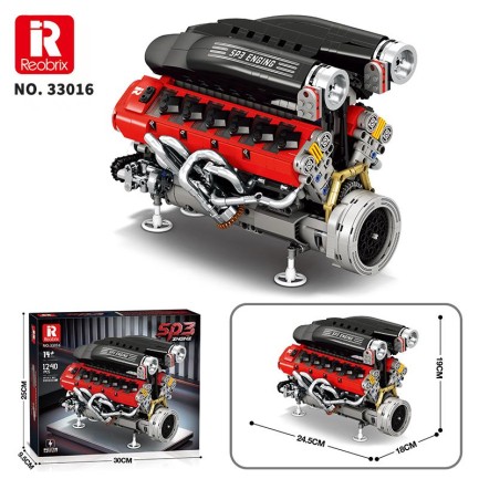 Reobrix Technic 33016 Ferrari Daytone SP3 Motor Bataryalı&Motorlu Yaratıcı Yapı Blok Seti Building Blocks - 1240 Parça - Thumbnail