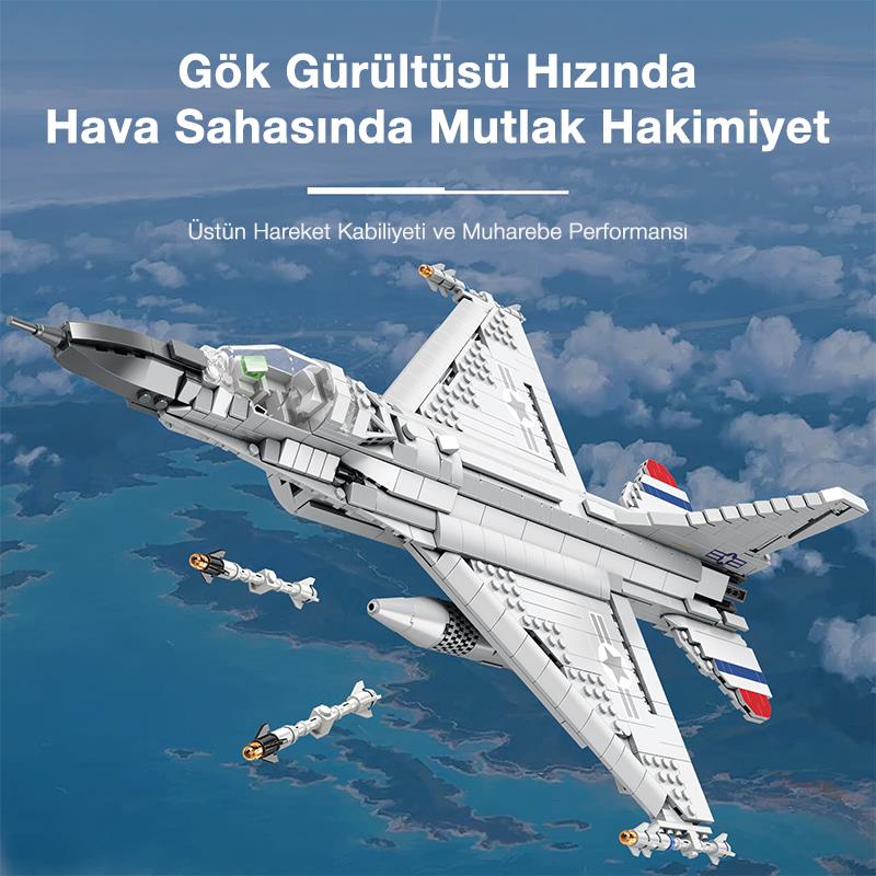 Reobrix 33027 F-16 Jet Uçak Yaratıcı Yapı Blok Seti Building Blocks (F-16 Fighting Falcon)-1427Parça
