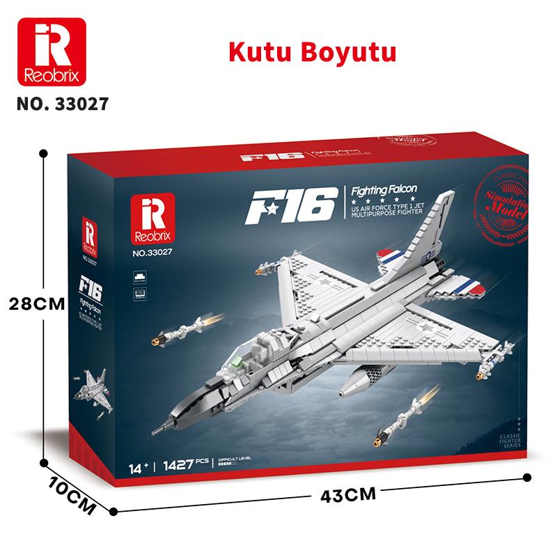 Reobrix 33027 F-16 Jet Uçak Yaratıcı Yapı Blok Seti Building Blocks (F-16 Fighting Falcon)-1427Parça