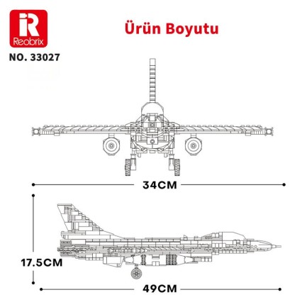 Reobrix 33027 F-16 Jet Uçak Yaratıcı Yapı Blok Seti Building Blocks (F-16 Fighting Falcon)-1427Parça - Thumbnail