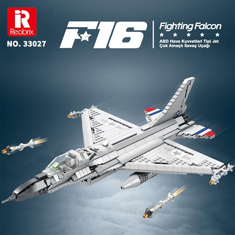 Reobrix 33027 F-16 Jet Uçak Yaratıcı Yapı Blok Seti Building Blocks (F-16 Fighting Falcon)-1427Parça