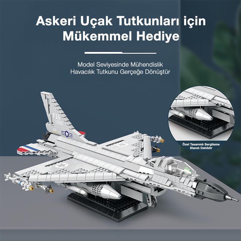 Reobrix 33027 F-16 Jet Uçak Yaratıcı Yapı Blok Seti Building Blocks (F-16 Fighting Falcon)-1427Parça