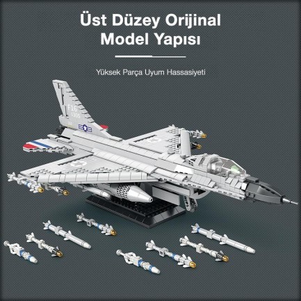 Reobrix 33027 F-16 Jet Uçak Yaratıcı Yapı Blok Seti Building Blocks (F-16 Fighting Falcon)-1427Parça - Thumbnail