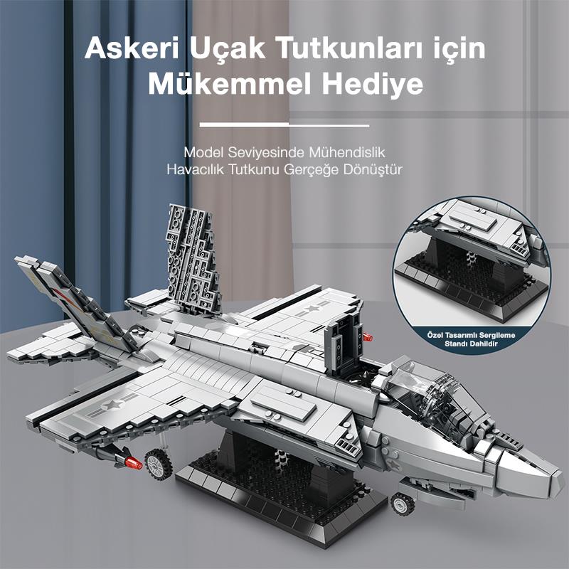 Reobrix 33021 F-35 Lightning II Fighter Jet Uçak Yaratıcı Yapı Blok Seti Building Blocks -1600 Parça