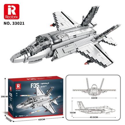 Reobrix 33021 F-35 Lightning II Fighter Jet Uçak Yaratıcı Yapı Blok Seti Building Blocks -1600 Parça - Thumbnail