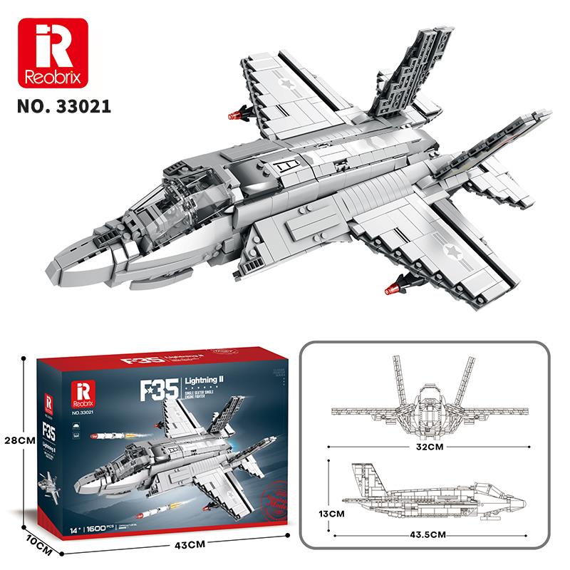 Reobrix 33021 F-35 Lightning II Fighter Jet Uçak Yaratıcı Yapı Blok Seti Building Blocks -1600 Parça