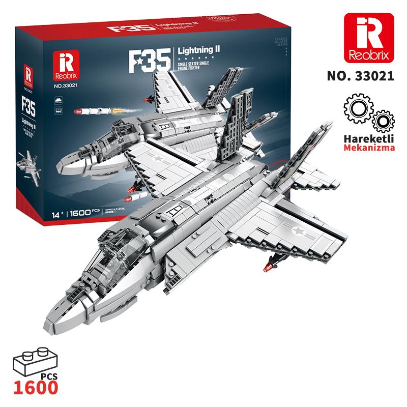 Reobrix 33021 F-35 Lightning II Fighter Jet Uçak Yaratıcı Yapı Blok Seti Building Blocks -1600 Parça