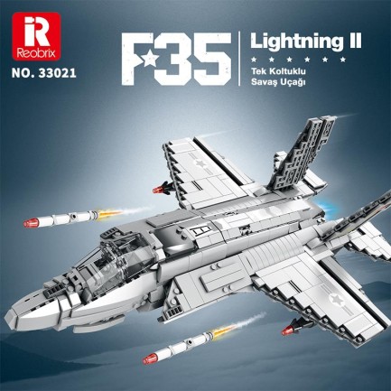 Reobrix 33021 F-35 Lightning II Fighter Jet Uçak Yaratıcı Yapı Blok Seti Building Blocks -1600 Parça - Thumbnail