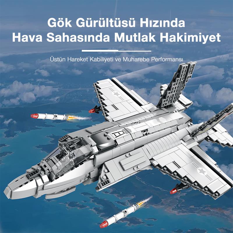 Reobrix 33021 F-35 Lightning II Fighter Jet Uçak Yaratıcı Yapı Blok Seti Building Blocks -1600 Parça