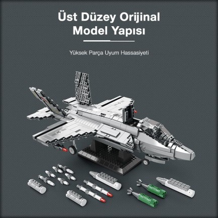 Reobrix 33021 F-35 Lightning II Fighter Jet Uçak Yaratıcı Yapı Blok Seti Building Blocks -1600 Parça - Thumbnail