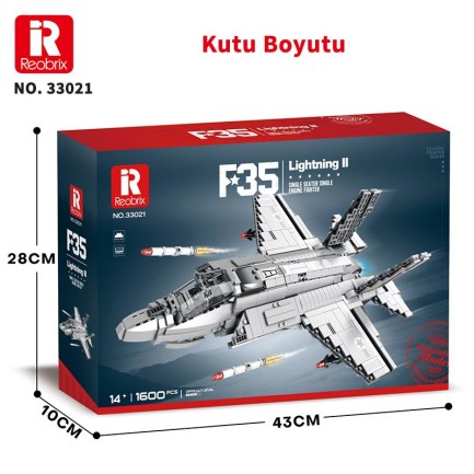 Reobrix 33021 F-35 Lightning II Fighter Jet Uçak Yaratıcı Yapı Blok Seti Building Blocks -1600 Parça - Thumbnail