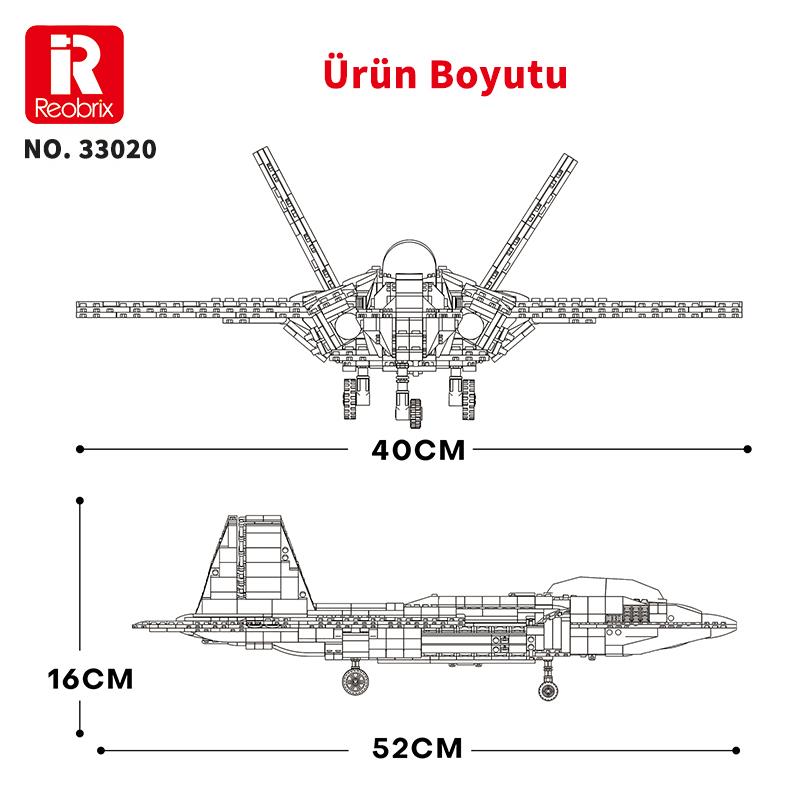 Reobrix Fighter Aircraft American Lockheed Martin/Boeing F-22 33020 Brick Yapım Seti