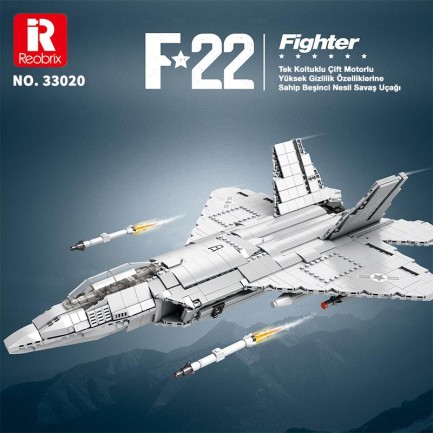 Reobrix Fighter Aircraft American Lockheed Martin/Boeing F-22 33020 Brick Yapım Seti - Thumbnail