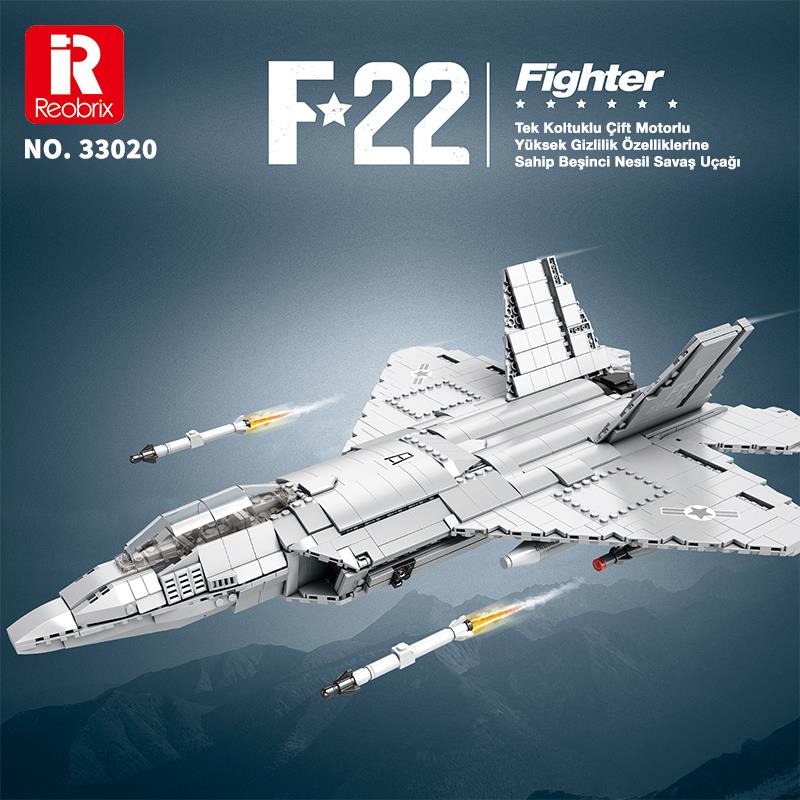 Reobrix Fighter Aircraft American Lockheed Martin/Boeing F-22 33020 Brick Yapım Seti