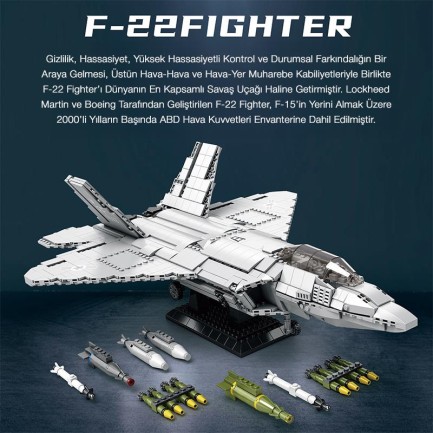 Reobrix Fighter Aircraft American Lockheed Martin/Boeing F-22 33020 Brick Yapım Seti - Thumbnail