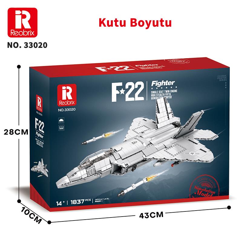 Reobrix Fighter Aircraft American Lockheed Martin/Boeing F-22 33020 Brick Yapım Seti