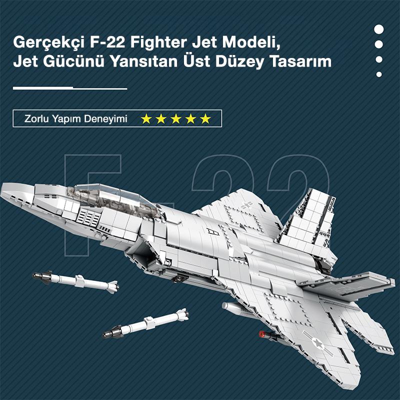 Reobrix Fighter Aircraft American Lockheed Martin/Boeing F-22 33020 Brick Yapım Seti