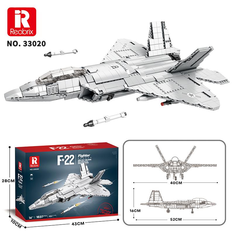 Reobrix Fighter Aircraft American Lockheed Martin/Boeing F-22 33020 Brick Yapım Seti
