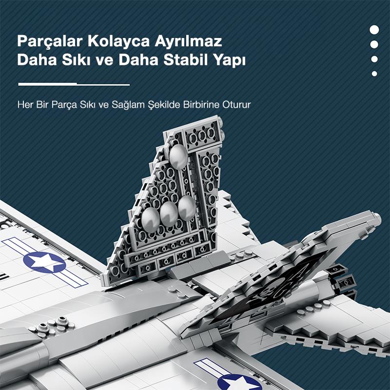 Reobrix 33022 American McDonnell Dougles F18 Hornet Strike Fighter Jet Uçak Yaratıcı Yapı Blok Seti Building Blocks - 1387 Parça