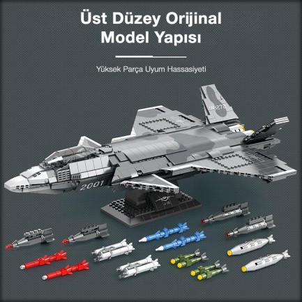 Reobrix 33025 Chengdu J-20 Jet Uçak Yaratıcı Yapı Blok Seti Building Blocks - 1911 Parça - Thumbnail