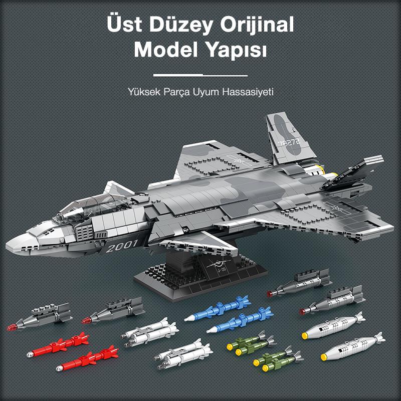 Reobrix 33025 Chengdu J-20 Jet Uçak Yaratıcı Yapı Blok Seti Building Blocks - 1911 Parça